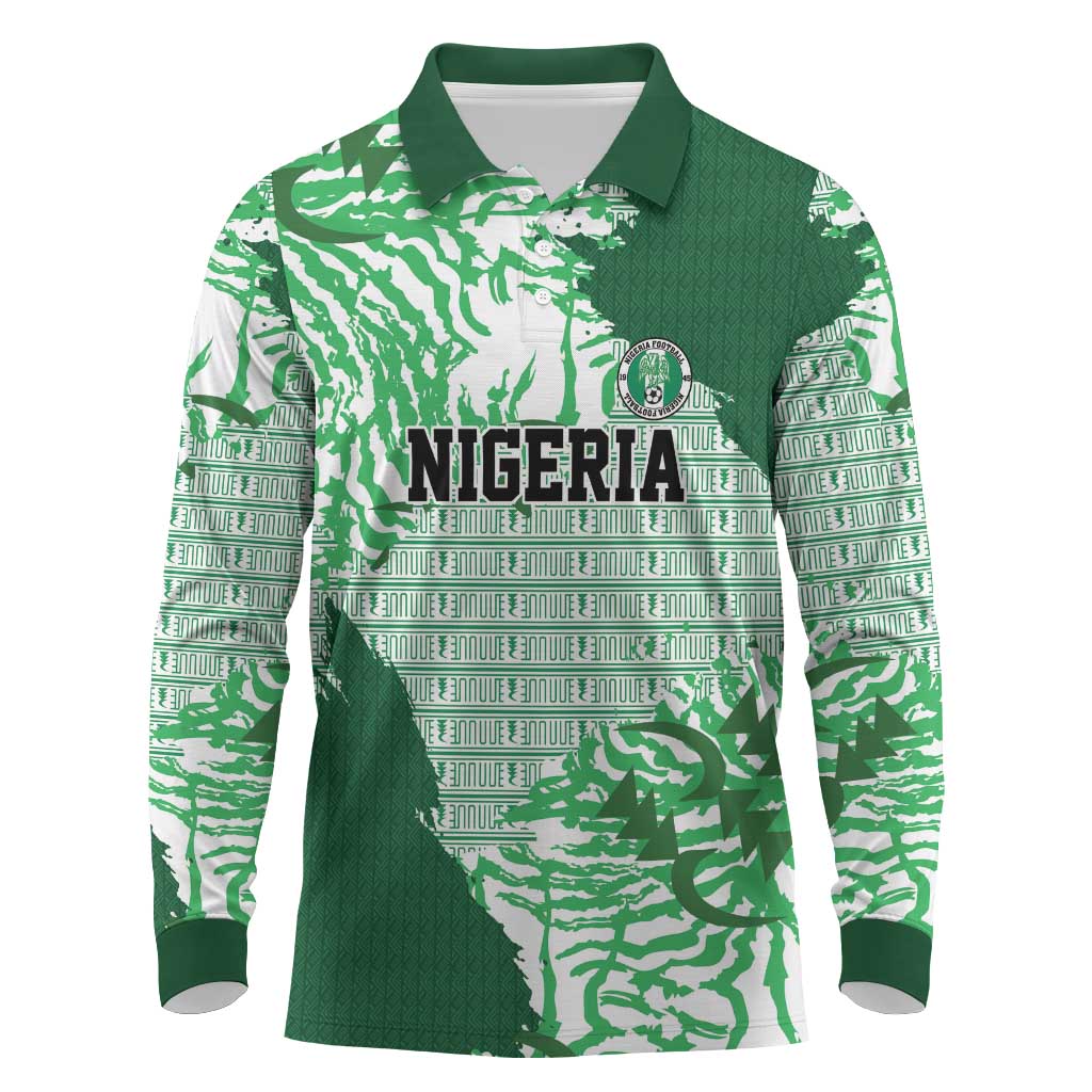 Custom Nigeria Fooball Long Sleeve Polo Shirt Super Eagles National Pride