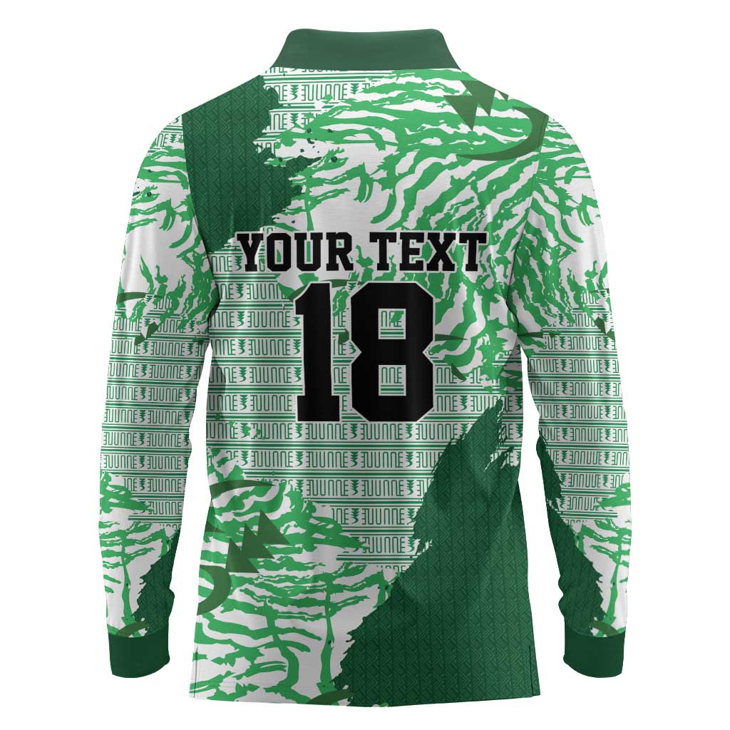 Custom Nigeria Fooball Long Sleeve Polo Shirt Super Eagles National Pride