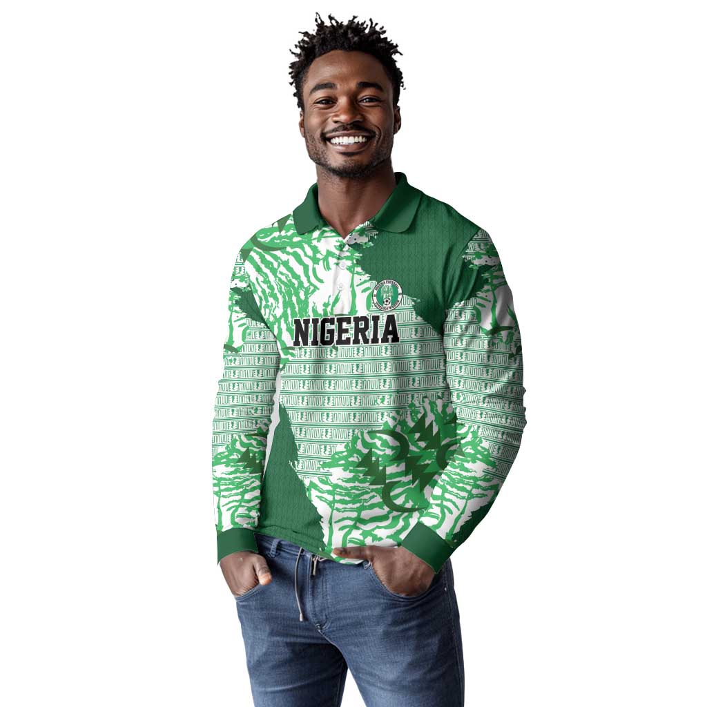 Custom Nigeria Fooball Long Sleeve Polo Shirt Super Eagles National Pride