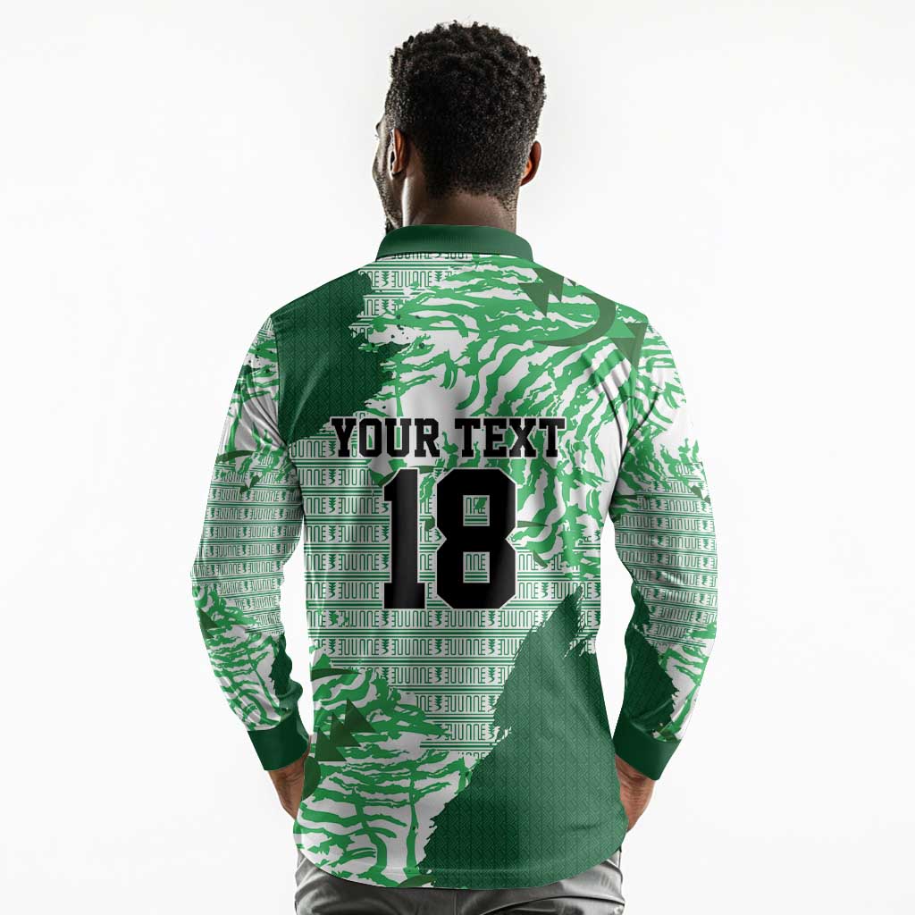 Custom Nigeria Fooball Long Sleeve Polo Shirt Super Eagles National Pride