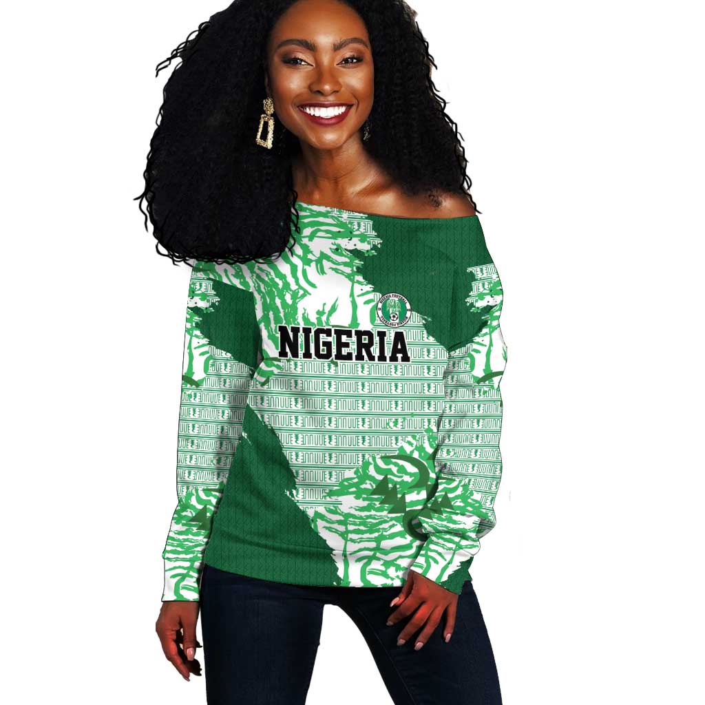 Custom Nigeria Fooball Off Shoulder Sweater Super Eagles National Pride