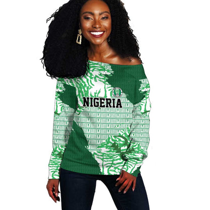 Custom Nigeria Fooball Off Shoulder Sweater Super Eagles National Pride