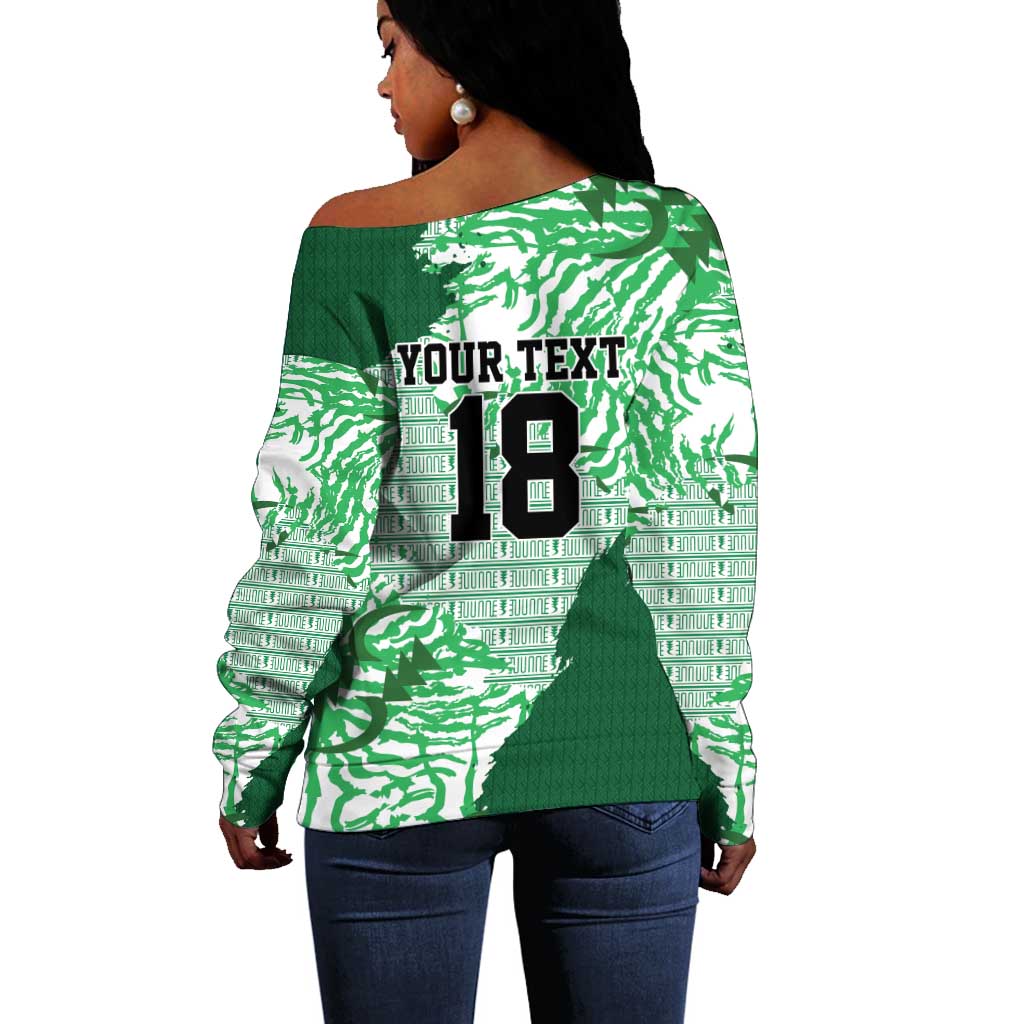 Custom Nigeria Fooball Off Shoulder Sweater Super Eagles National Pride