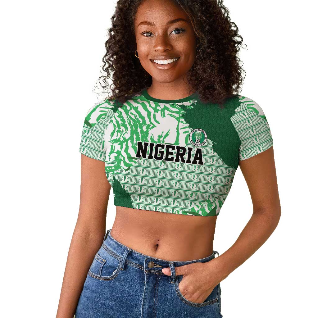 Custom Nigeria Fooball Raglan Cropped T shirt Super Eagles National Pride