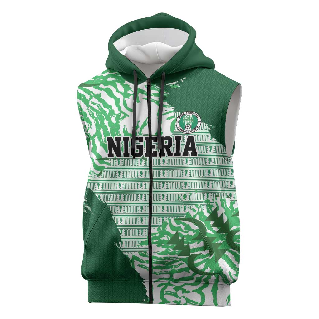 Custom Nigeria Fooball Sleeveless Zip Hoodie Super Eagles National Pride