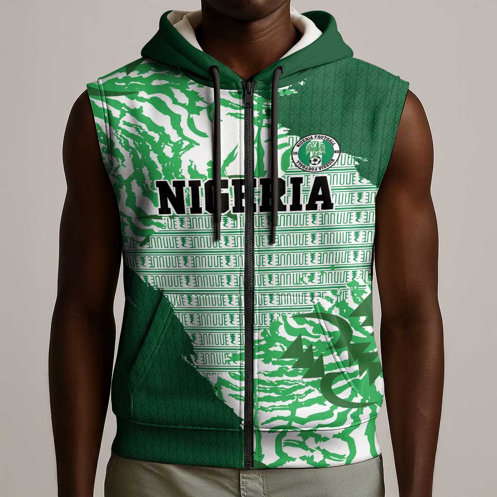 Custom Nigeria Fooball Sleeveless Zip Hoodie Super Eagles National Pride