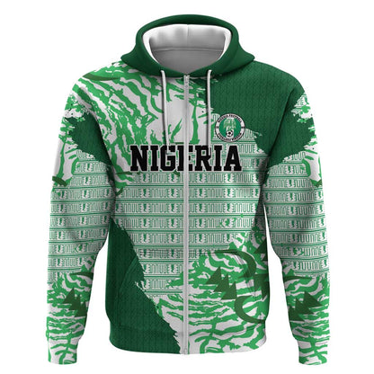 Custom Nigeria Fooball Zip Hoodie Super Eagles National Pride