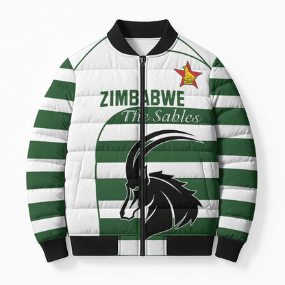 Custom Zimbabwe Sables Rugby Bomber Puffer Jacket Go Champion