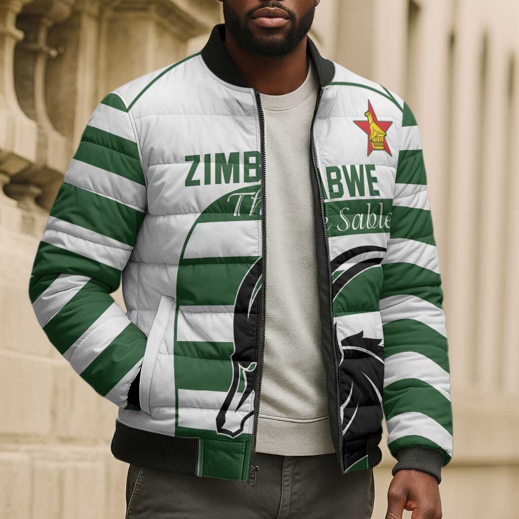 Custom Zimbabwe Sables Rugby Bomber Puffer Jacket Go Champion