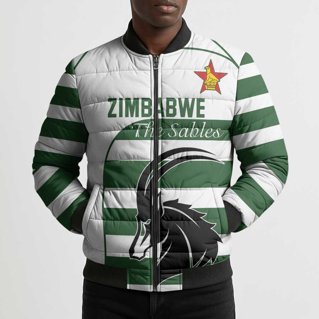 Custom Zimbabwe Sables Rugby Bomber Puffer Jacket Go Champion