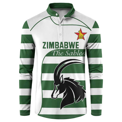 Custom Zimbabwe Sables Rugby Button Sweatshirt Go Champion