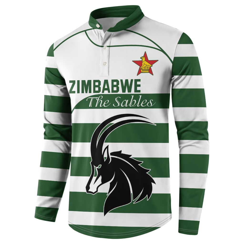 Custom Zimbabwe Sables Rugby Button Sweatshirt Go Champion