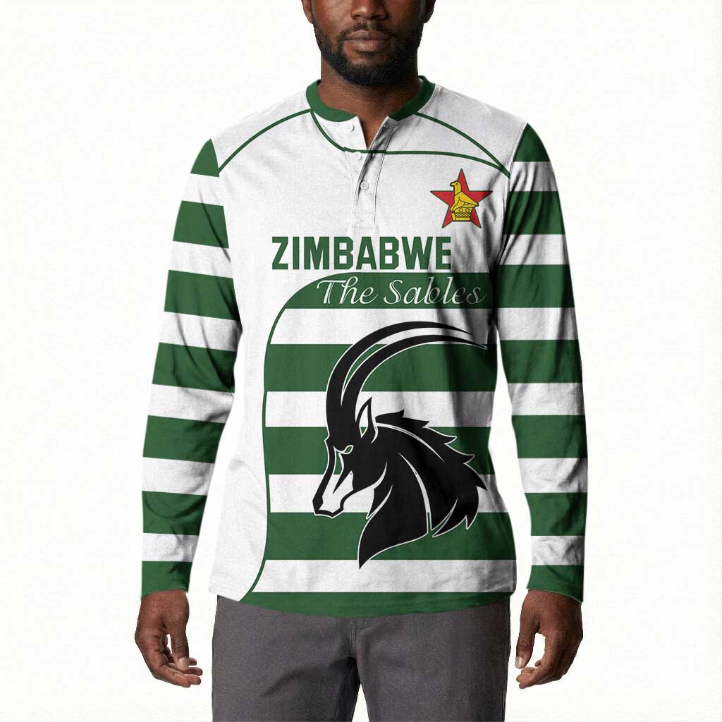 Custom Zimbabwe Sables Rugby Button Sweatshirt Go Champion