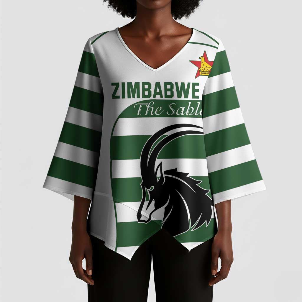 Custom Zimbabwe Sables Rugby Kimono Sleeve Blouse Go Champion