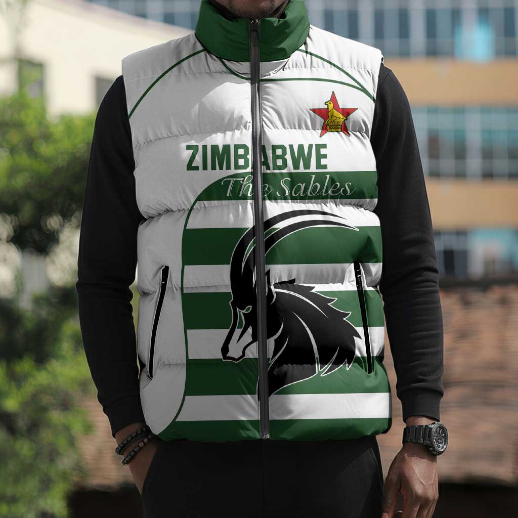 Custom Zimbabwe Sables Rugby Sleeveless Puffer Jacket Go Champion