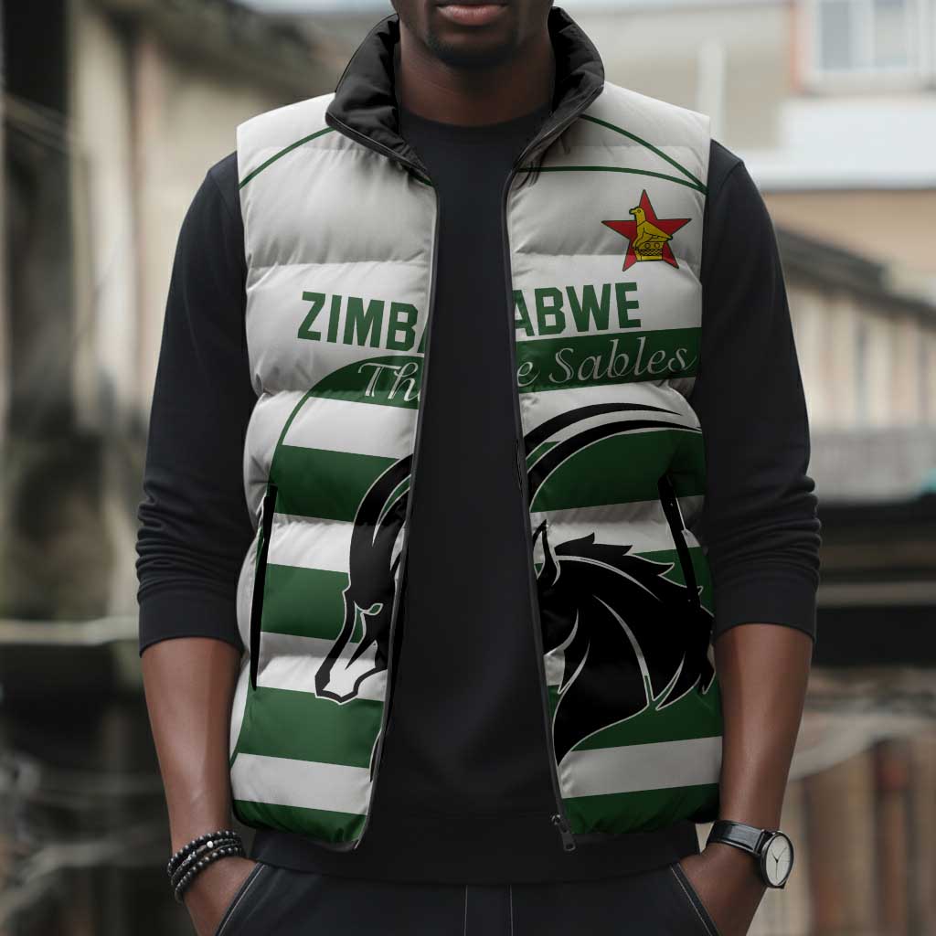 Custom Zimbabwe Sables Rugby Sleeveless Puffer Jacket Go Champion