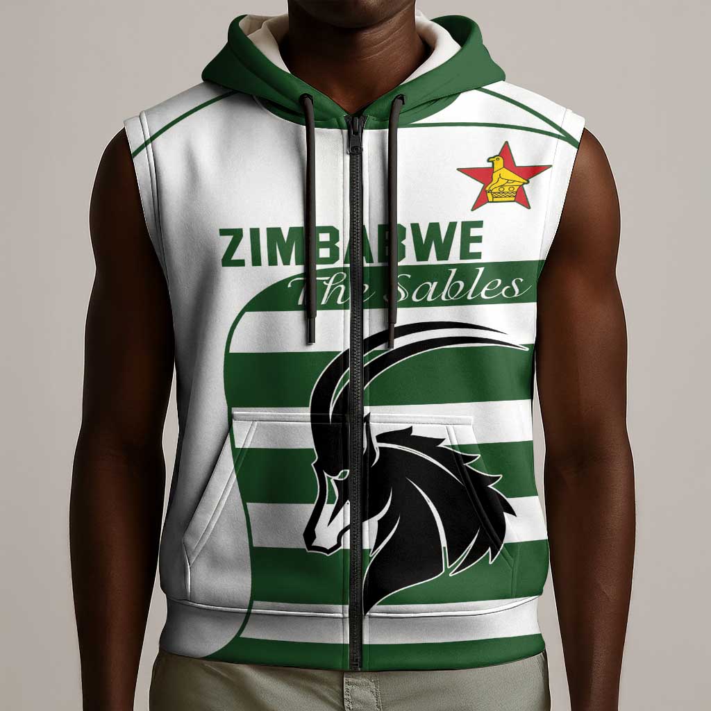 Custom Zimbabwe Sables Rugby Sleeveless Zip Hoodie Go Champion - African Pride