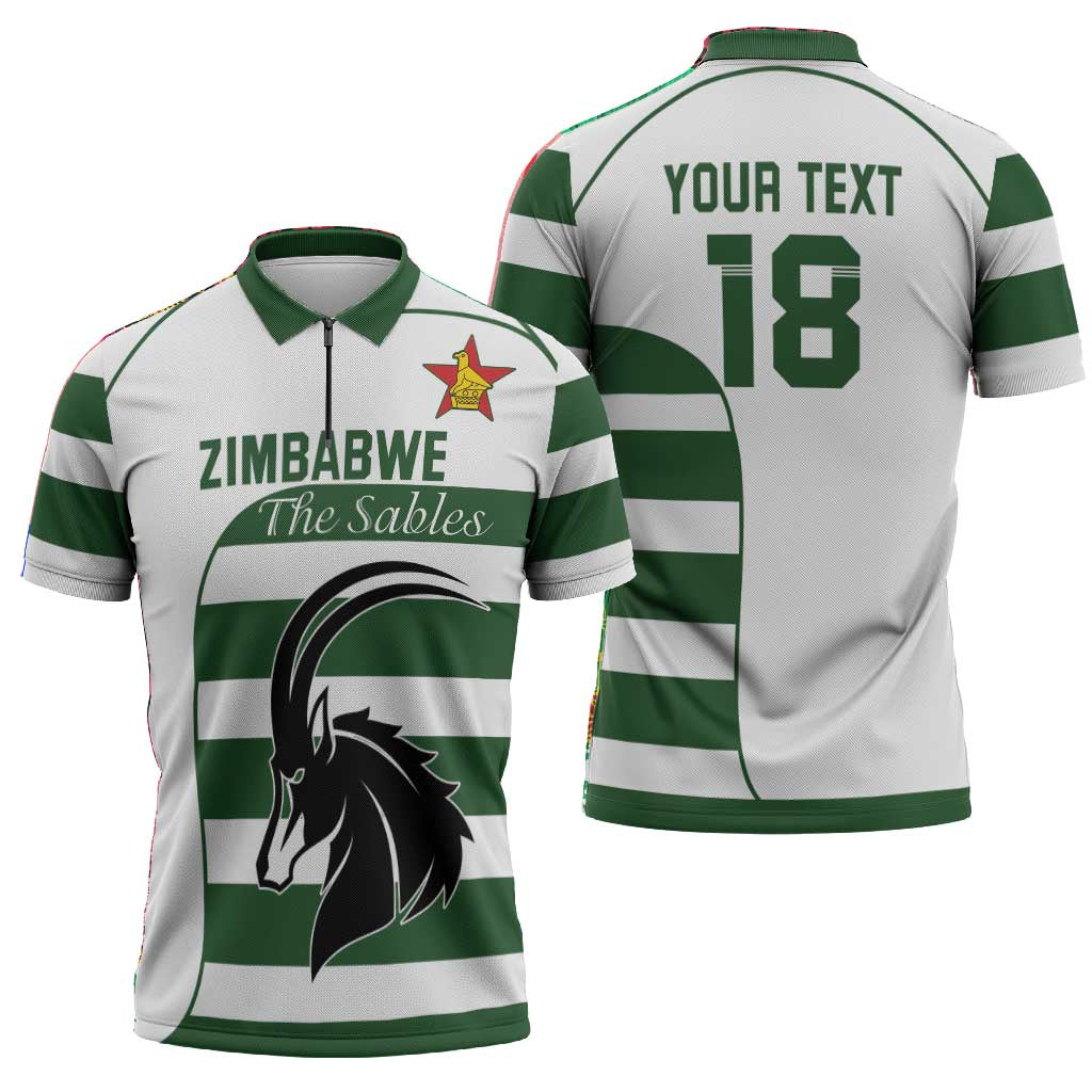 Custom Zimbabwe Sables Rugby Zipper Polo Shirt Go Champion