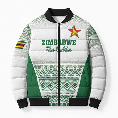 Custom Zimbabwe Sables Rugby Bomber Puffer Jacket African Patterns