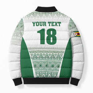 Custom Zimbabwe Sables Rugby Bomber Puffer Jacket African Patterns