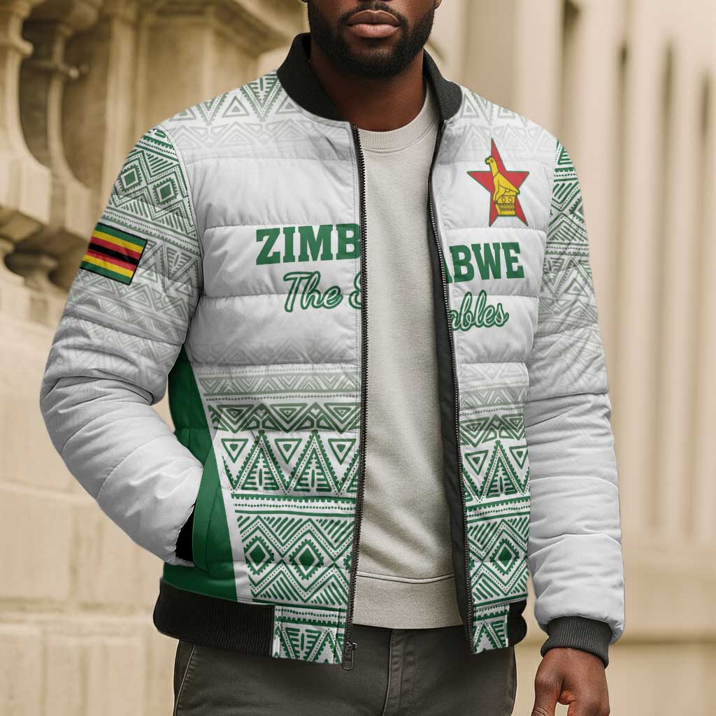 Custom Zimbabwe Sables Rugby Bomber Puffer Jacket African Patterns