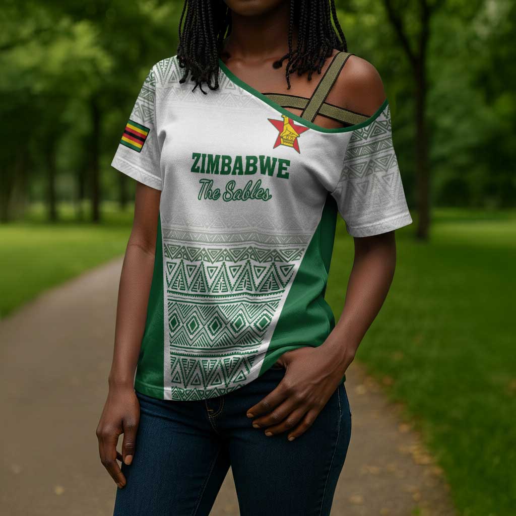 Custom Zimbabwe Sables Rugby Cross Shoulder Shirt African Patterns