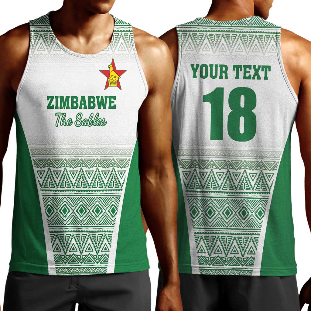 Custom Zimbabwe Sables Rugby Men Tank Top African Patterns - African Pride