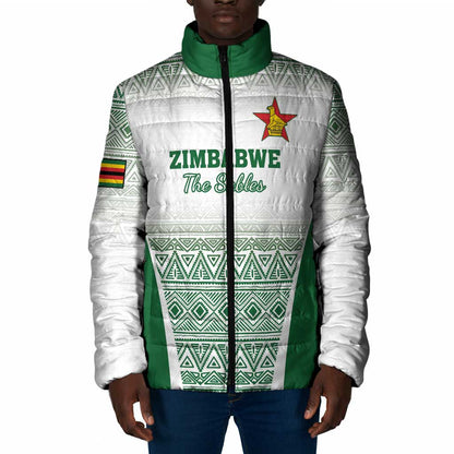 Custom Zimbabwe Sables Rugby Padded Jacket African Patterns