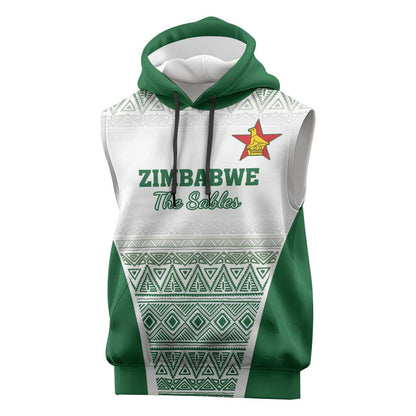 Custom Zimbabwe Sables Rugby Sleeveless Hoodie African Patterns - African Pride