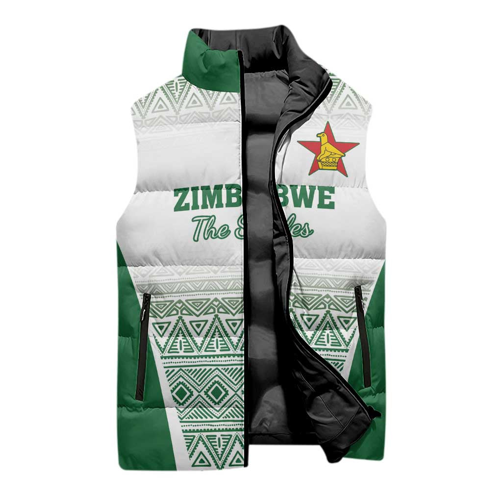Custom Zimbabwe Sables Rugby Sleeveless Puffer Jacket African Patterns