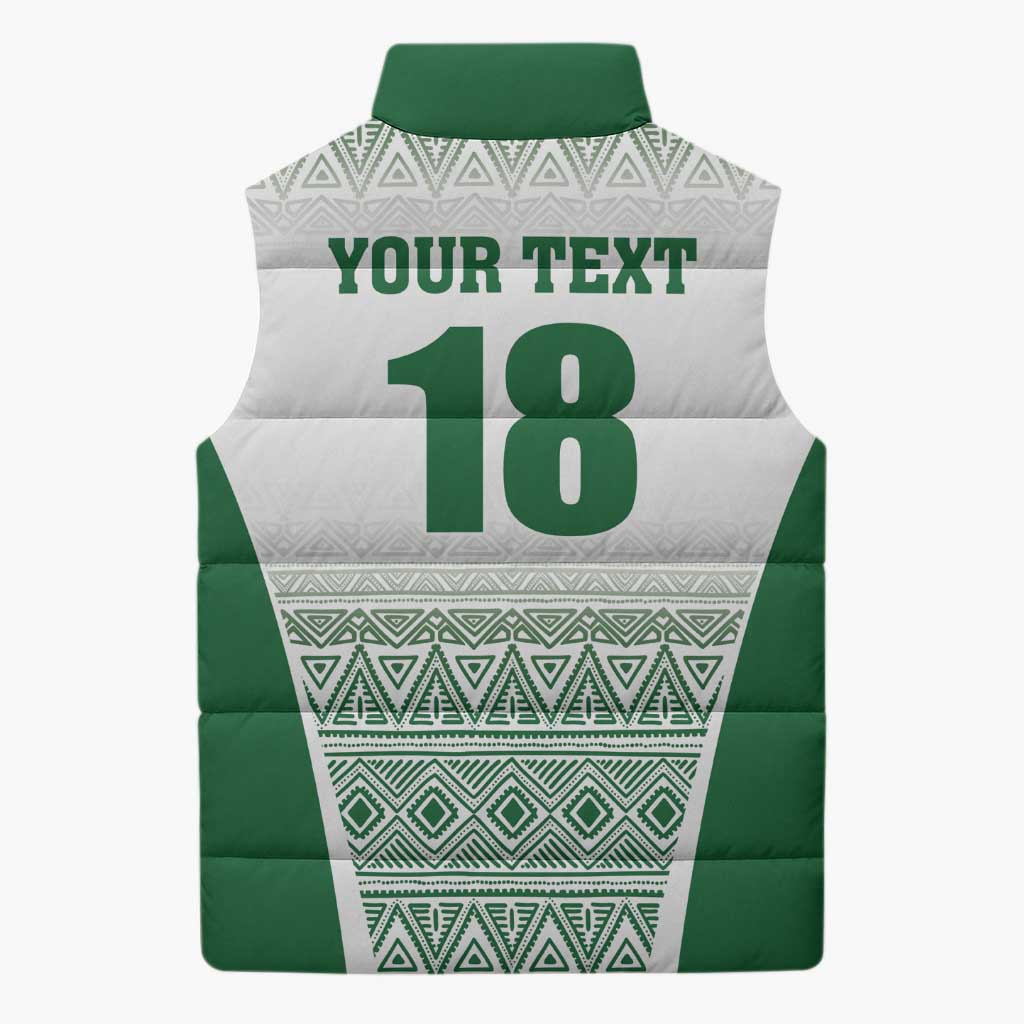 Custom Zimbabwe Sables Rugby Sleeveless Puffer Jacket African Patterns