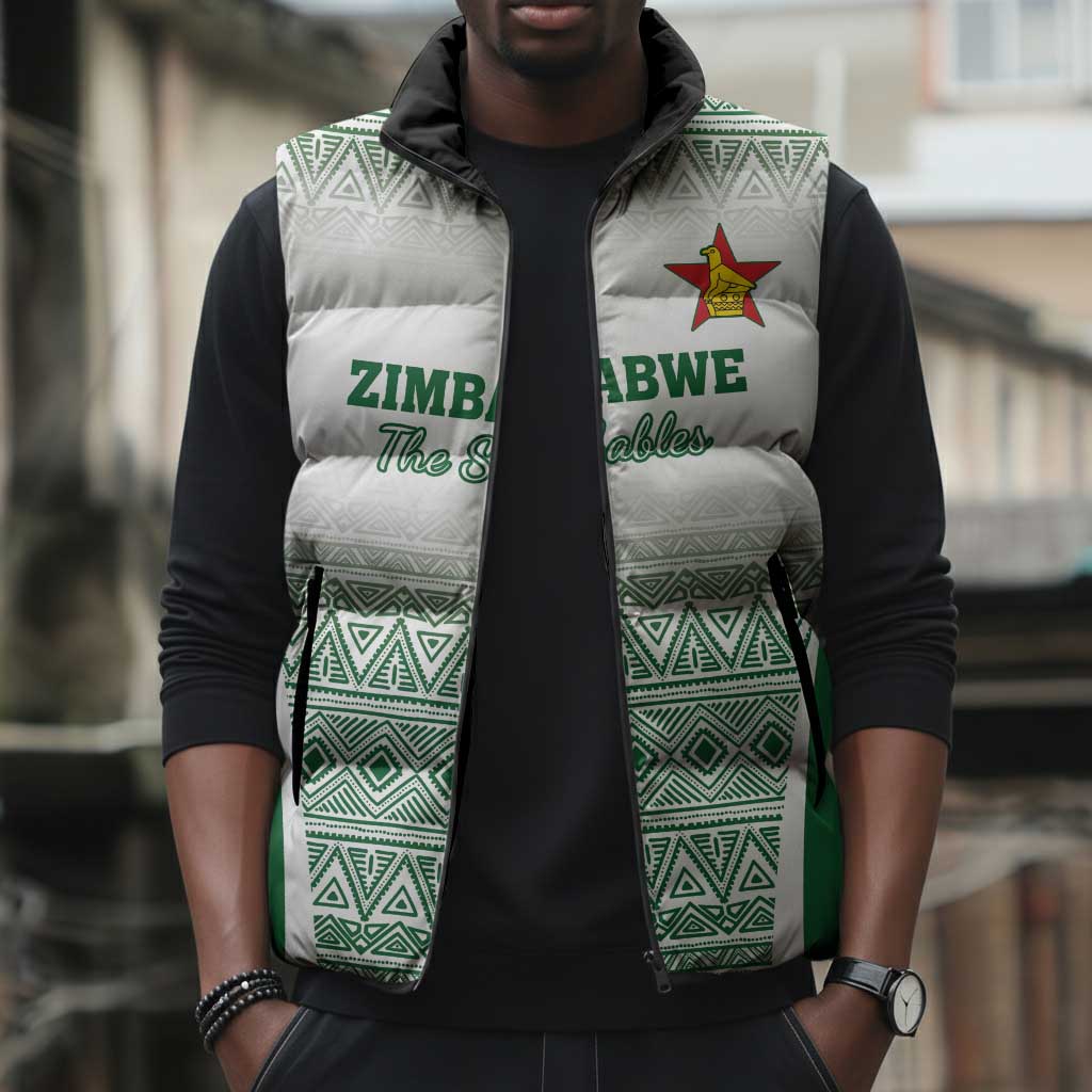 Custom Zimbabwe Sables Rugby Sleeveless Puffer Jacket African Patterns