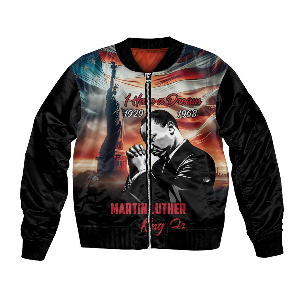 Happy MLK Day Bomber Jacket Black Americans Leaders I Have a Dream