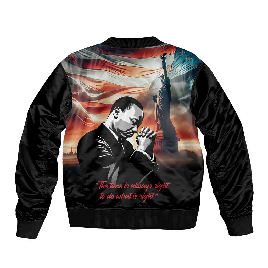 Happy MLK Day Bomber Jacket Black Americans Leaders I Have a Dream