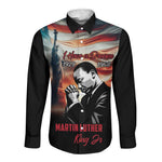 Happy MLK Day Long Sleeve Button Shirt Black Americans Leaders I Have a Dream