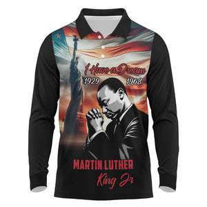 Happy MLK Day Long Sleeve Polo Shirt Black Americans Leaders I Have a Dream