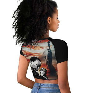 Happy MLK Day Raglan Cropped T shirt Black Americans Leaders I Have a Dream