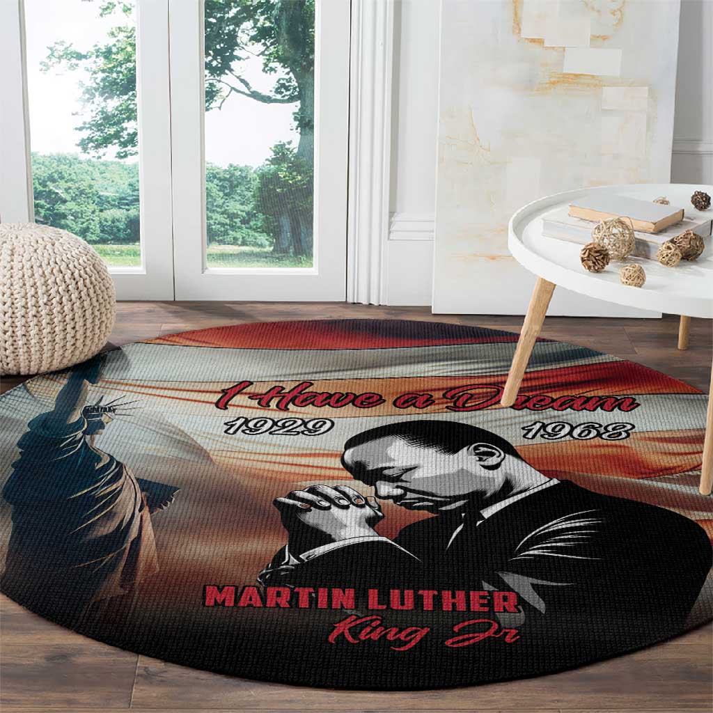 Happy MLK Day Round Carpet Black Americans Leaders I Have a Dream