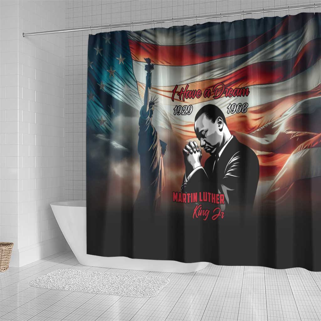 Happy MLK Day Shower Curtain Black Americans Leaders I Have a Dream