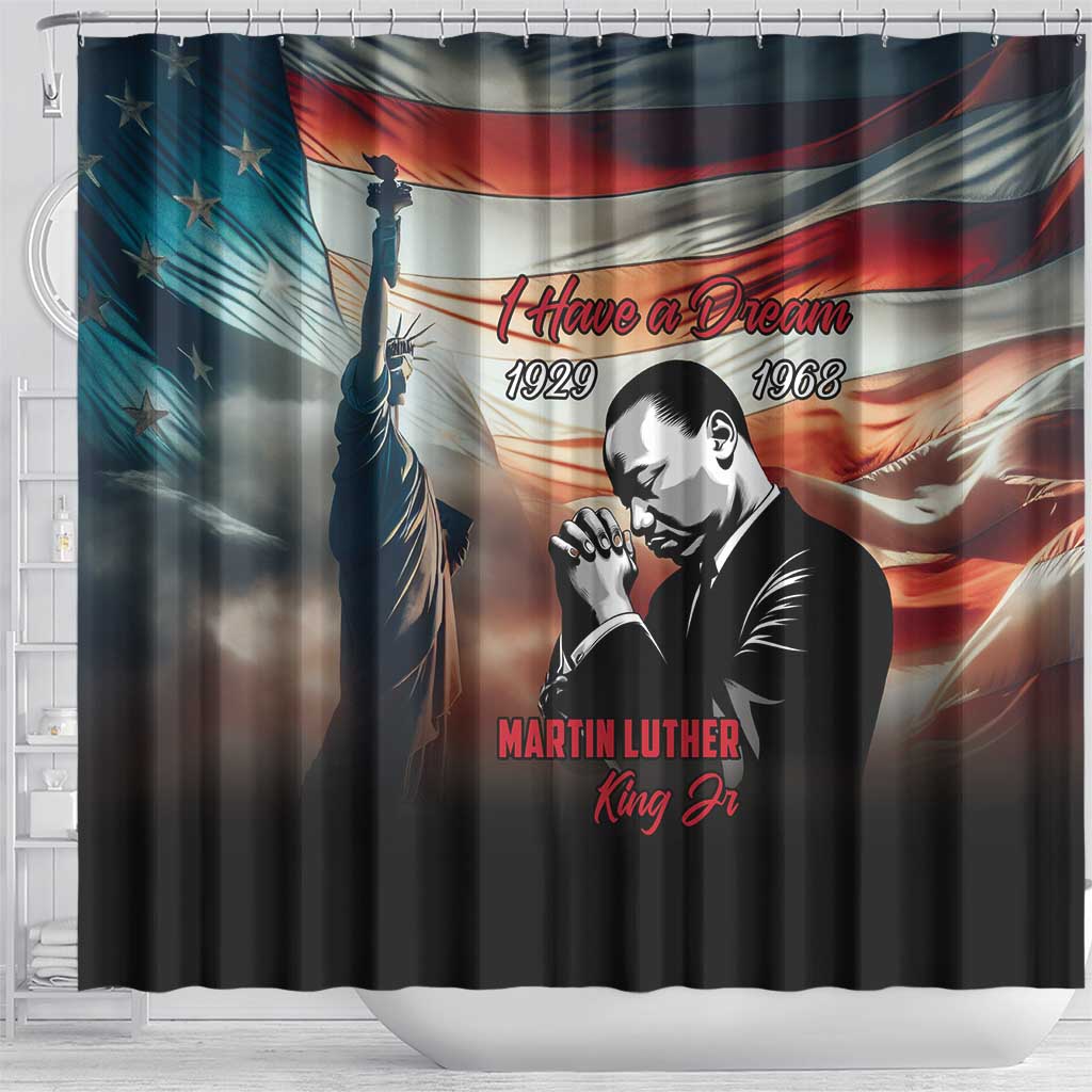 Happy MLK Day Shower Curtain Black Americans Leaders I Have a Dream