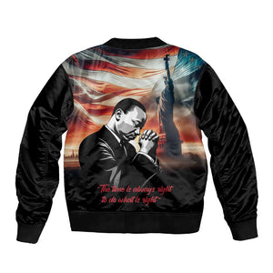 Happy MLK Day Sleeve Zip Bomber Jacket Black Americans Leaders I Have a Dream