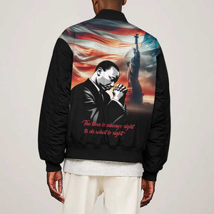 Happy MLK Day Sleeve Zip Bomber Jacket Black Americans Leaders I Have a Dream