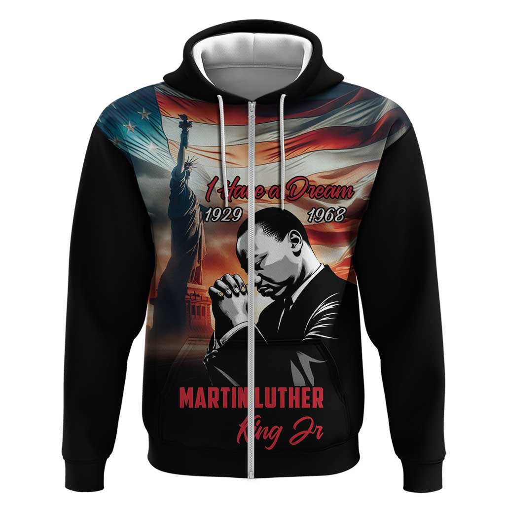 Happy MLK Day Zip Hoodie Black Americans Leaders I Have a Dream
