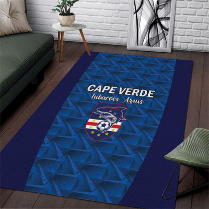 Cape Verde Football 2026 Area Rug Atlantic Blue Sharks Heritage