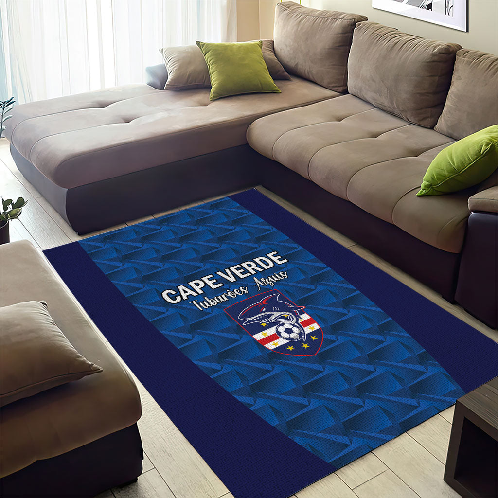 Cape Verde Football 2026 Area Rug Atlantic Blue Sharks Heritage