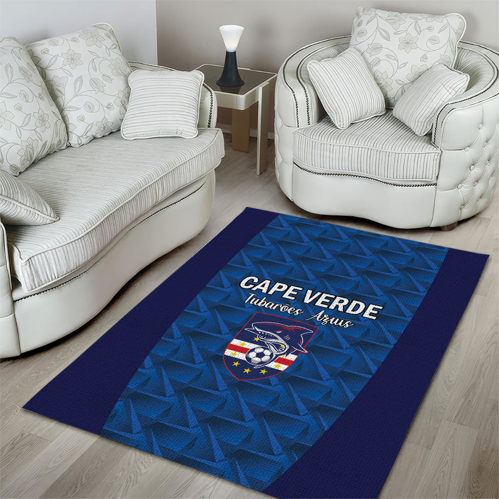 Cape Verde Football 2026 Area Rug Atlantic Blue Sharks Heritage