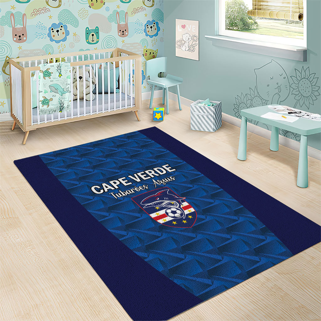 Cape Verde Football 2026 Area Rug Atlantic Blue Sharks Heritage