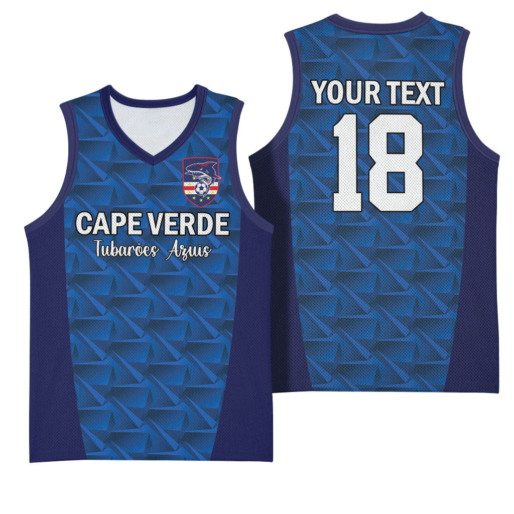 Custom Cape Verde Football 2026 Basketball Jersey Atlantic Blue Sharks Heritage