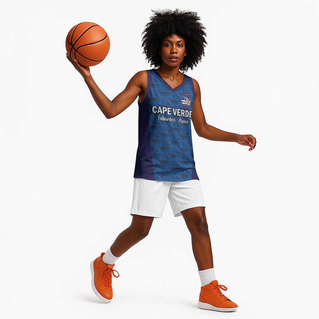 Custom Cape Verde Football 2026 Basketball Jersey Atlantic Blue Sharks Heritage
