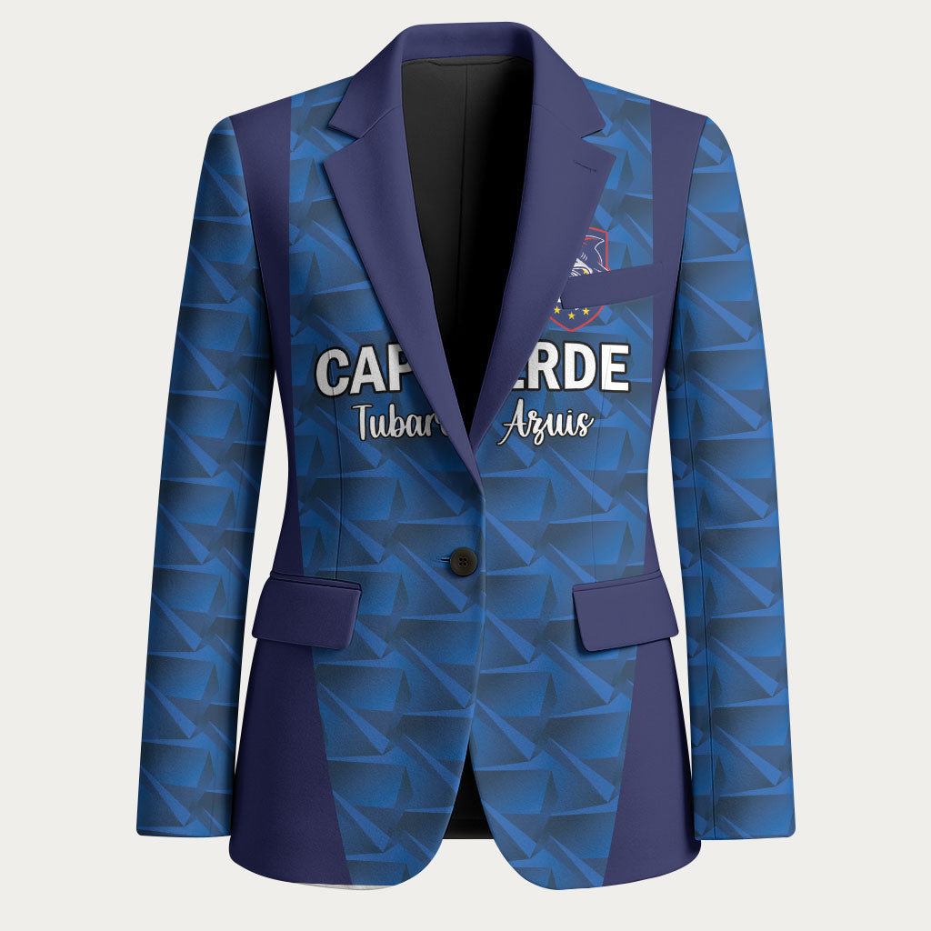 Custom Cape Verde Football 2026 Blazer Atlantic Blue Sharks Heritage